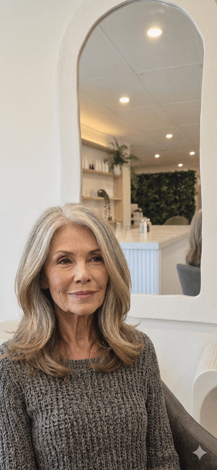 Silver long layers, elegant grey